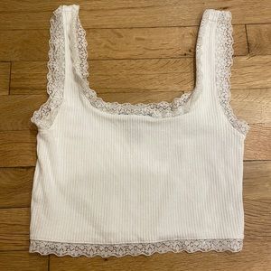 lace white cropped tank